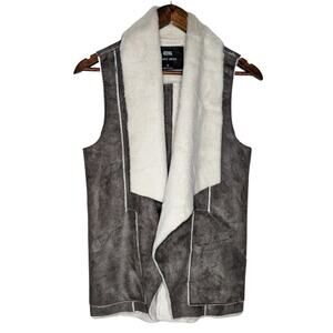 Faux Fur and Suede Vest Naked Zebra Gray White Winter Boho Apres Ski Small